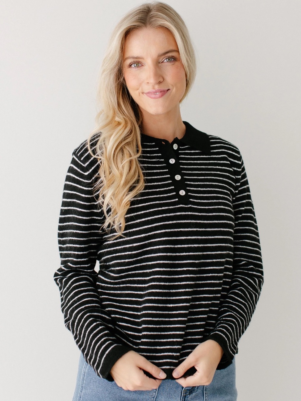 Main Street Exchange Isak Pinstripe Polo Sweater